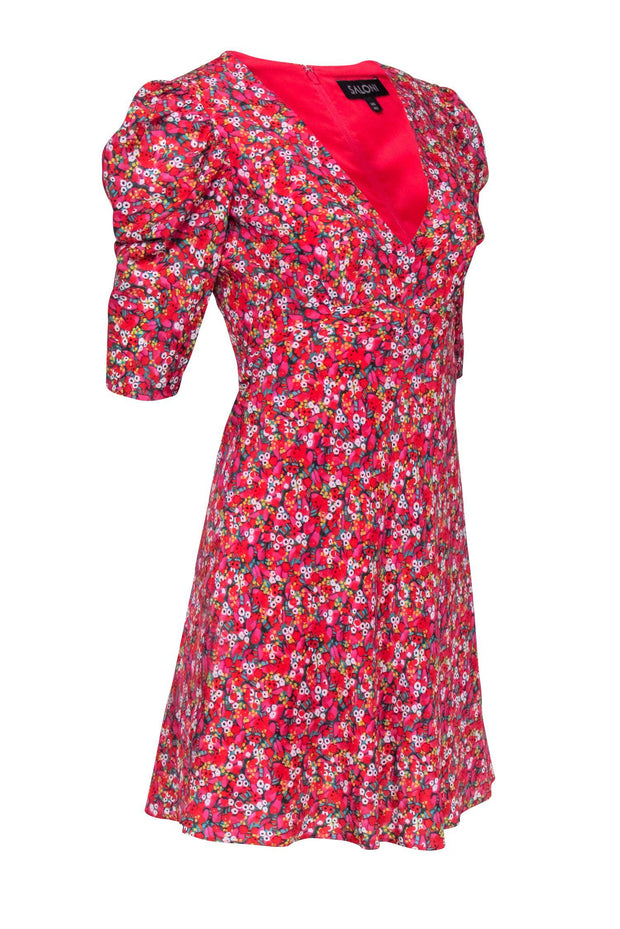 Current Boutique-Saloni - Hot Pink & Multi Color Floral Print Dress Sz 2