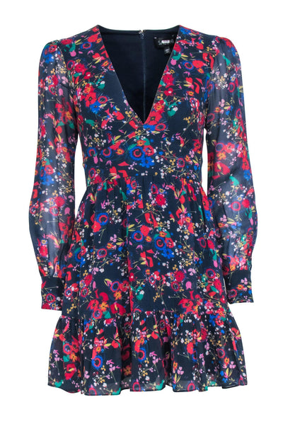 Current Boutique-Saloni - Navy w/ Multi Color Floral Long Sleeve Dress Sz 4