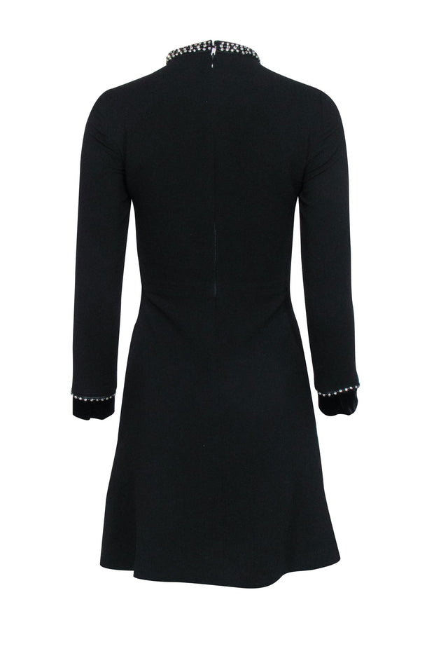 Current Boutique-Sandro - Black A-Line Dress w/ Rhinestone Trim Sz 2