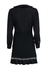 Current Boutique-Sandro - Black Long Sleeve Embellished Dress w/ Ruffles Sz S