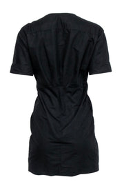 Current Boutique-Sandro - Black Short Sleeve Lace Up V-Neckline Dress Sz 4
