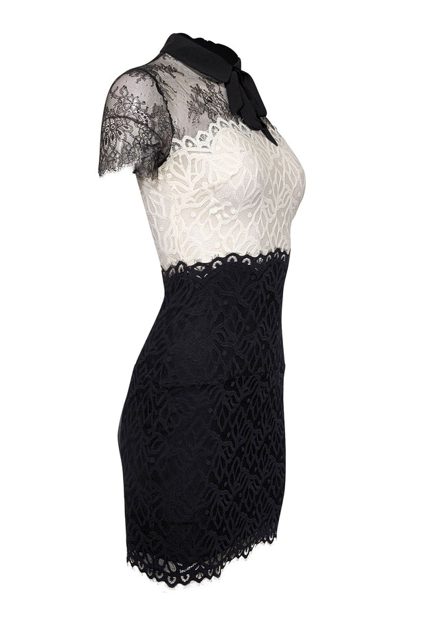 Current Boutique-Sandro - Black & White Lace Peter Pan Collar Dress Sz XS