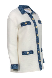 Current Boutique-Sandro - Ivory Tweed Jacket w/ Denim Inserts Sz 6