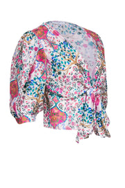 Current Boutique-Sandro - Ivory w/ Multicolor Floral Paisley Print Linen & Silk Blend Top Sz XL