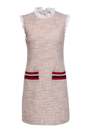 Current Boutique-Sandro - Pink Tweed Sleeveless Front Pocket Dress Sz 4