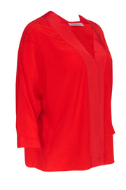 Current Boutique-Sandro - Red Silk V-Neckline Blouse Sz L