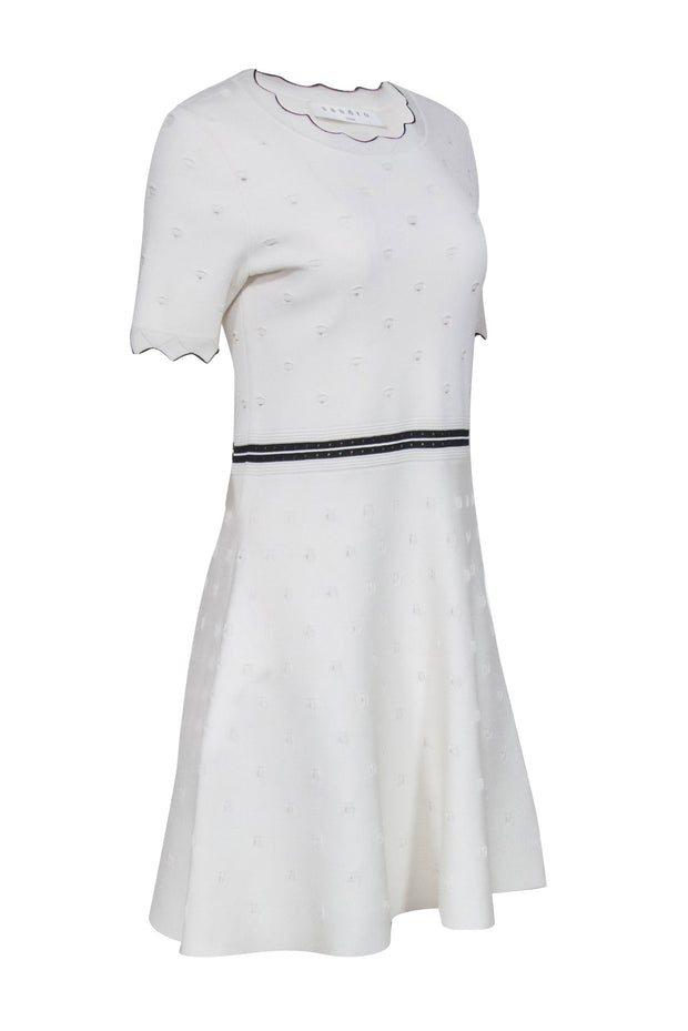 Current Boutique-Sandro - White Textured Flare Dress Sz L