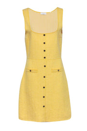 Current Boutique-Sandro - Yellow Tweed Button-Up Sleeveless A-Line Dress Sz L