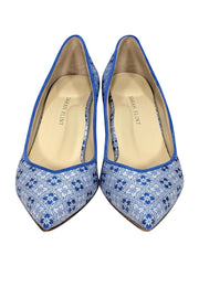 Current Boutique-Sarah Flint - Blue & White Print Pointed Toe Block Heel Pumps Sz 9