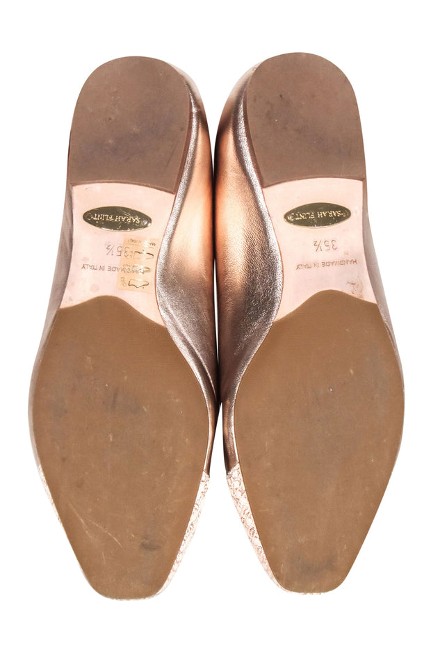 Current Boutique-Sarah Flint - Gold Metallic Flats w/ Tweed Toes Sz 5.5