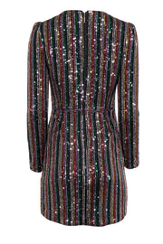 Current Boutique-Saylor - Black & Metallic Rainbow Sequin Striped Dress Sz S