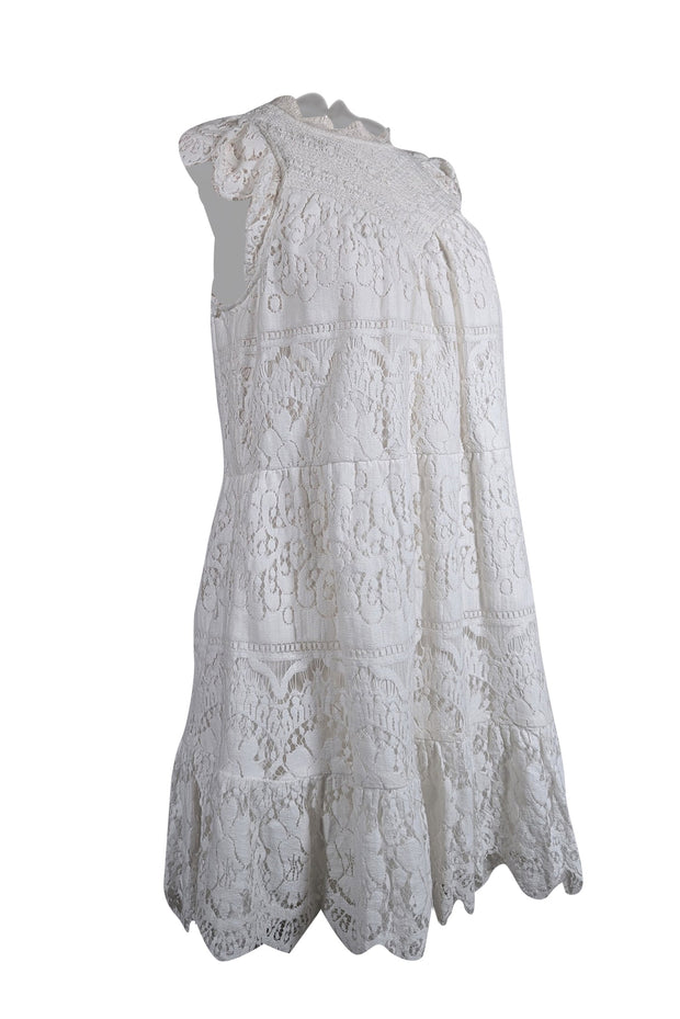 Current Boutique-Saylor - Ivory Lace Cap Sleeve Dress Sz M