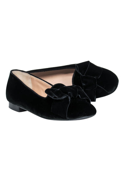 Current Boutique-Scarosso - Black Velvet Loafers w/ Bow Accent Sz 8.5