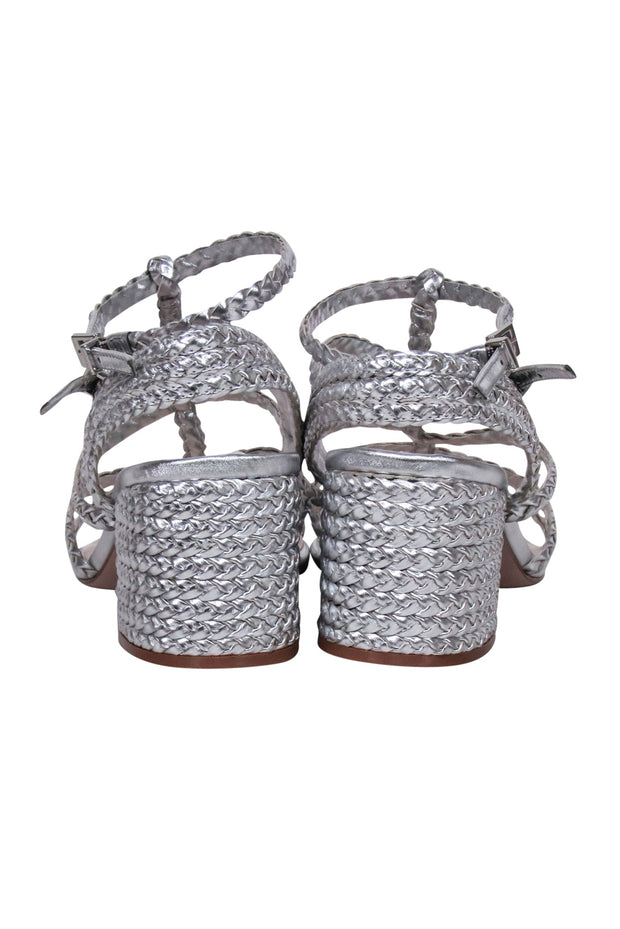 Current Boutique-Schutz - Silver Braided "Clarcie" Strappy Sandals Sz 9.5