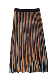 Current Boutique-Scotch & Soda - Metallic Multicolor Striped Pleated Midi Skirt Sz S