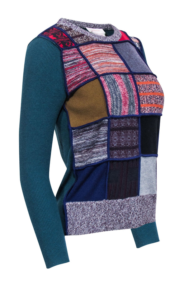 Current Boutique-See by Chloe - Green & Multicolor Patchwork Sweater Sz XS