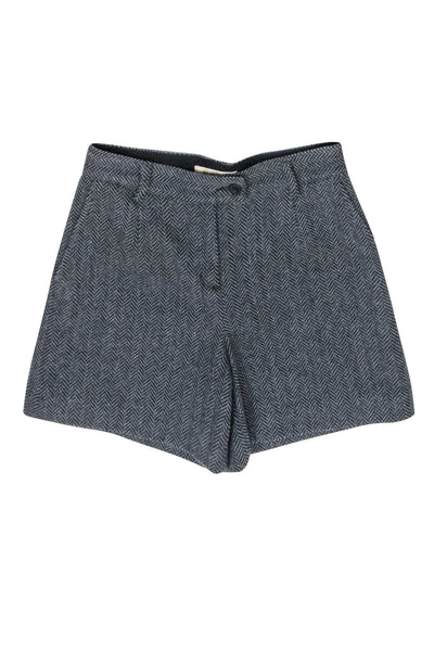 Current Boutique-See by Chloe - Grey & Black Herringbone Wool Blend Shorts Sz 4