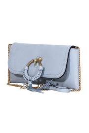 Current Boutique-See by Chloe - Sky Blue Leather Fold-Over Crossbody Bag