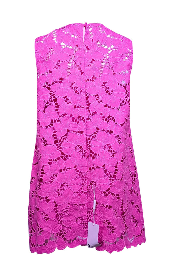 Current Boutique-Self-Portrait - Pink Cotton Floral Lace Mini Dress Sz 6