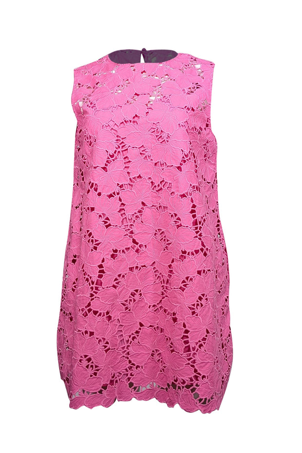 Current Boutique-Self-Portrait - Pink Cotton Floral Lace Mini Dress Sz 6