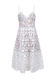 Current Boutique-Self-Portrait - White Eyelet Lace Sleeveless Dress Sz 8