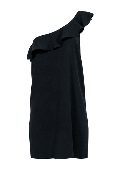 Current Boutique-Sezane - Black One Shoulder Ruffle Dress Sz 10