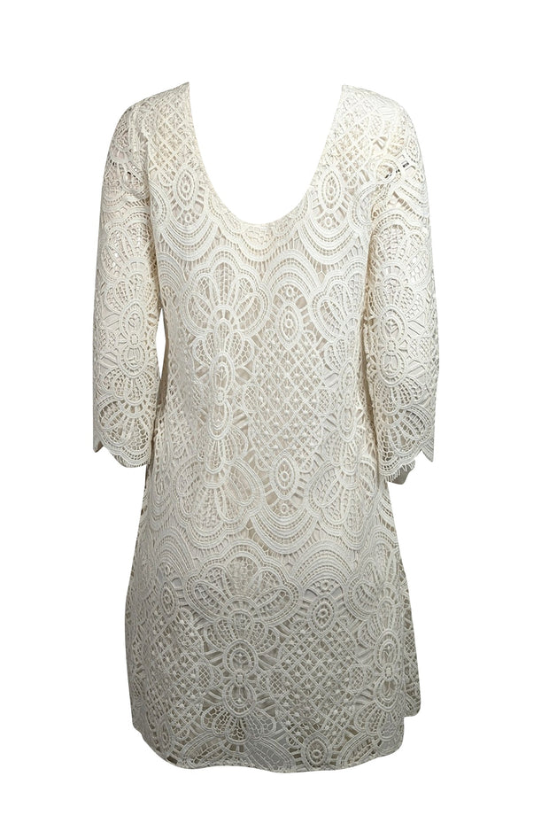 Current Boutique-Sezane - Ivory Lace Crop Sleeve Dress Sz 4