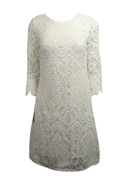 Current Boutique-Sezane - Ivory Lace Crop Sleeve Dress Sz 4