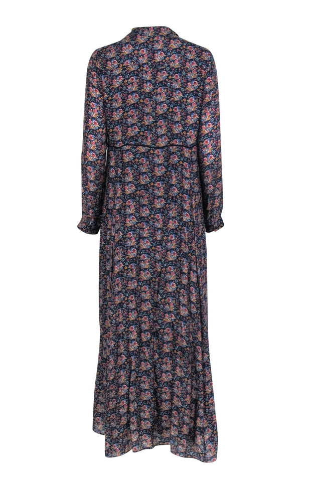 Current Boutique-Sezane - Navy & Multi-Color Floral Long Sleeve Dress Sz 10
