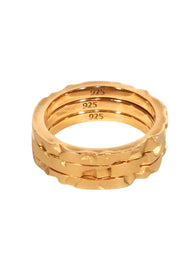 Current Boutique-Sheinfeld Rodriguez - Gold Colored Sterling Silver Textured Rings Sz 5.5