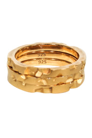 Current Boutique-Sheinfeld Rodriguez - Gold Colored Sterling Silver Textured Rings Sz 5.5