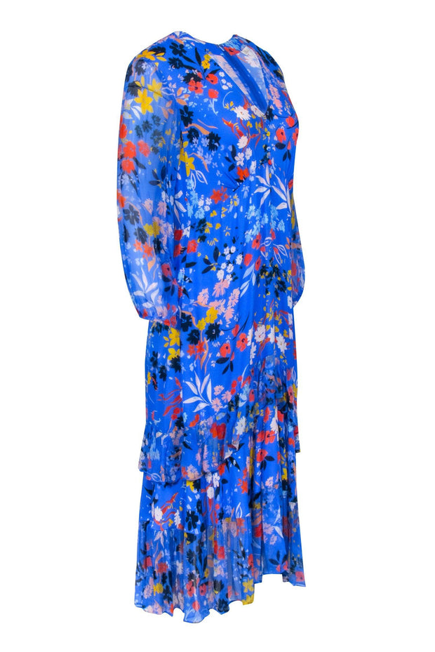 Current Boutique-Shoshana - Blue w/ Multi Color Floral Print Maxi Dress Sz 10