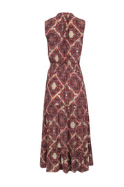 Current Boutique-Shoshanna - Beige w/ Multicolor Geometric Paisley Print Midi Dress Sz 0