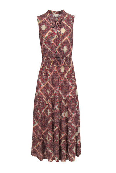 Current Boutique-Shoshanna - Beige w/ Multicolor Geometric Paisley Print Midi Dress Sz 0