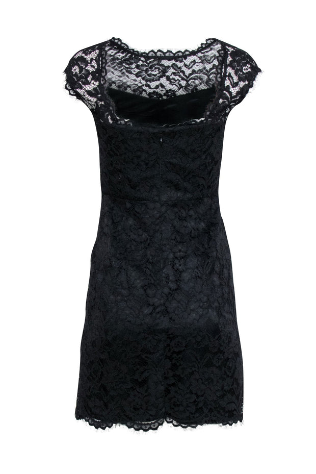 Current Boutique-Shoshanna - Black Lace Scopp Back Cap Sleeve Dress Sz 2