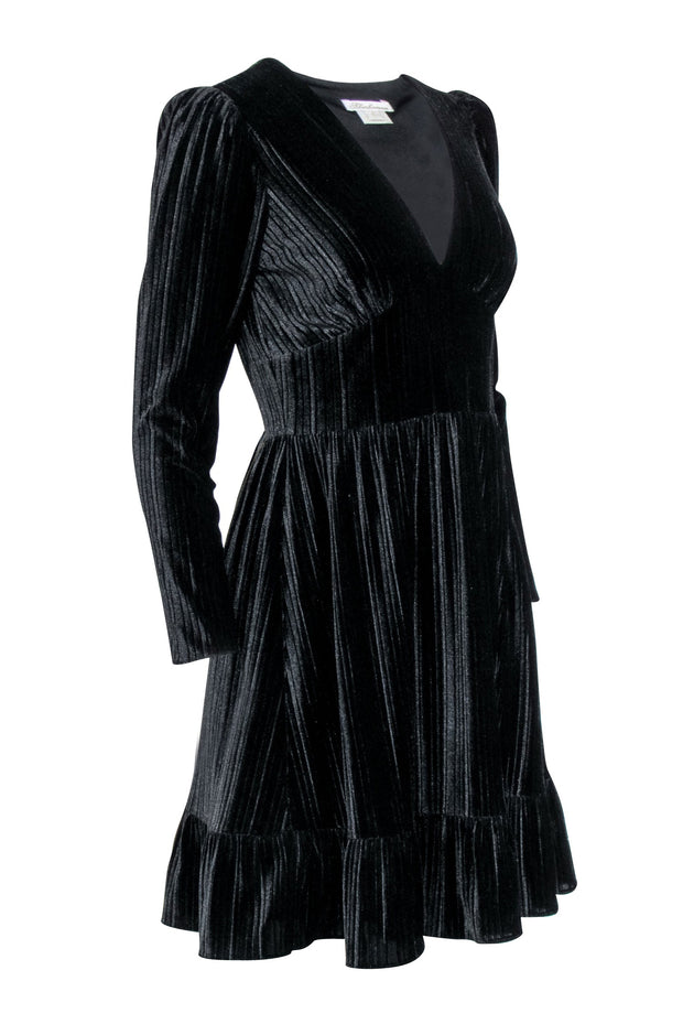 Current Boutique-Shoshanna - Black Velvet Ribbed Cocktail Dress Sz 4