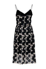 Current Boutique-Shoshanna - Black w/ Beige & White Floral Lace Midi Dress Sz 4