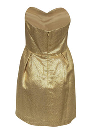 Current Boutique-Shoshanna - Gold Metallic Strapless Cocktail Dress Sz 10