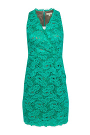 Current Boutique-Shoshanna - Green Lace Surplice Mini Dress Sz 0