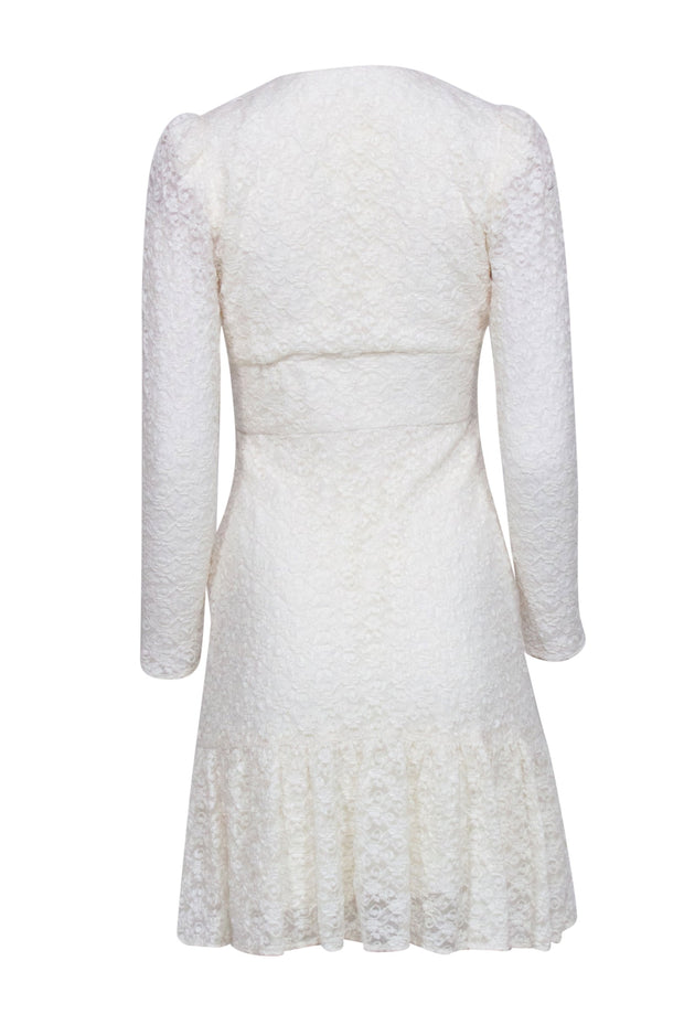 Current Boutique-Shoshanna - Ivory Lave V-Neckline Long Sleeve Dress Sz 2