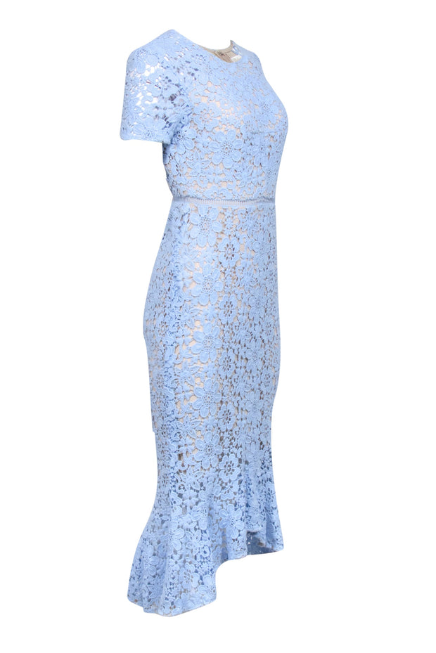 Current Boutique-Shoshanna - Light Blue Lace Short Sleeve Fit & Flare Dress Sz 4