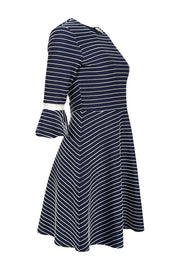 Current Boutique-Shoshanna - Navy & White Striped Bell Sleeve Dress Sz 4