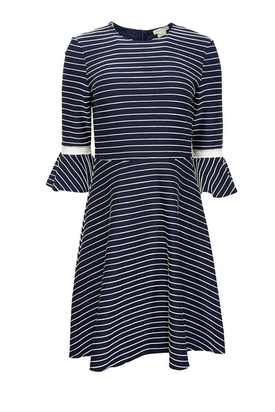 Current Boutique-Shoshanna - Navy & White Striped Bell Sleeve Dress Sz 4