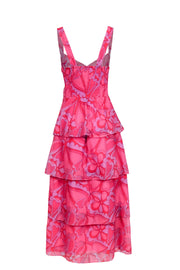 Current Boutique-Show Me Your Mumu - Pink & Lavender Print Tiered Mid Maxi Dress Sz L