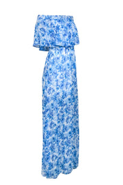Current Boutique-Show Me Your Mumu - White Off The Shoulder Dress w/ Blue Floral Print Sz S