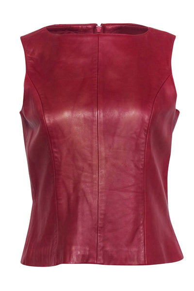 Current Boutique-Siena Studio - Red Leather Sleeveless Top Sz M