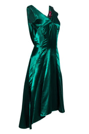Current Boutique-Sies Marjan - Emerald Green Satin Sleeveless Midi Dress Sz 4
