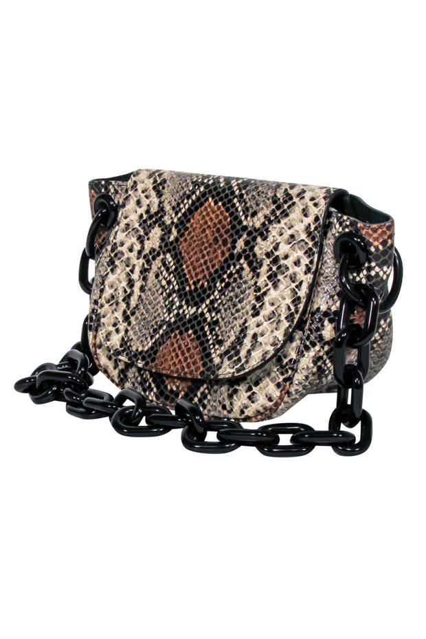Current Boutique-Simon Miller - Beige, Black, & Tan Snakeskin Printed Leather Bag