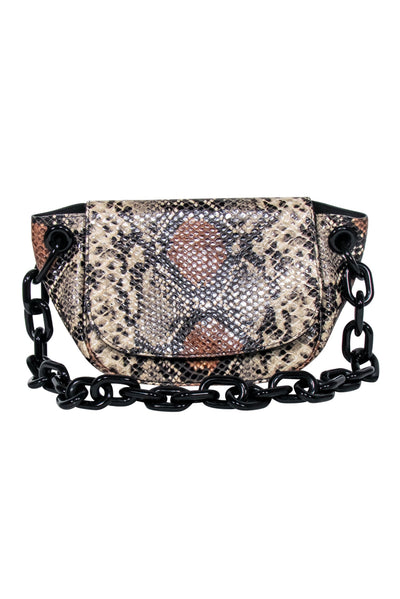 Current Boutique-Simon Miller - Beige, Black, & Tan Snakeskin Printed Leather Bag