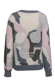 Current Boutique-Skull Cashmere - Pink & Grey Skull Back Print Sweater Sz M